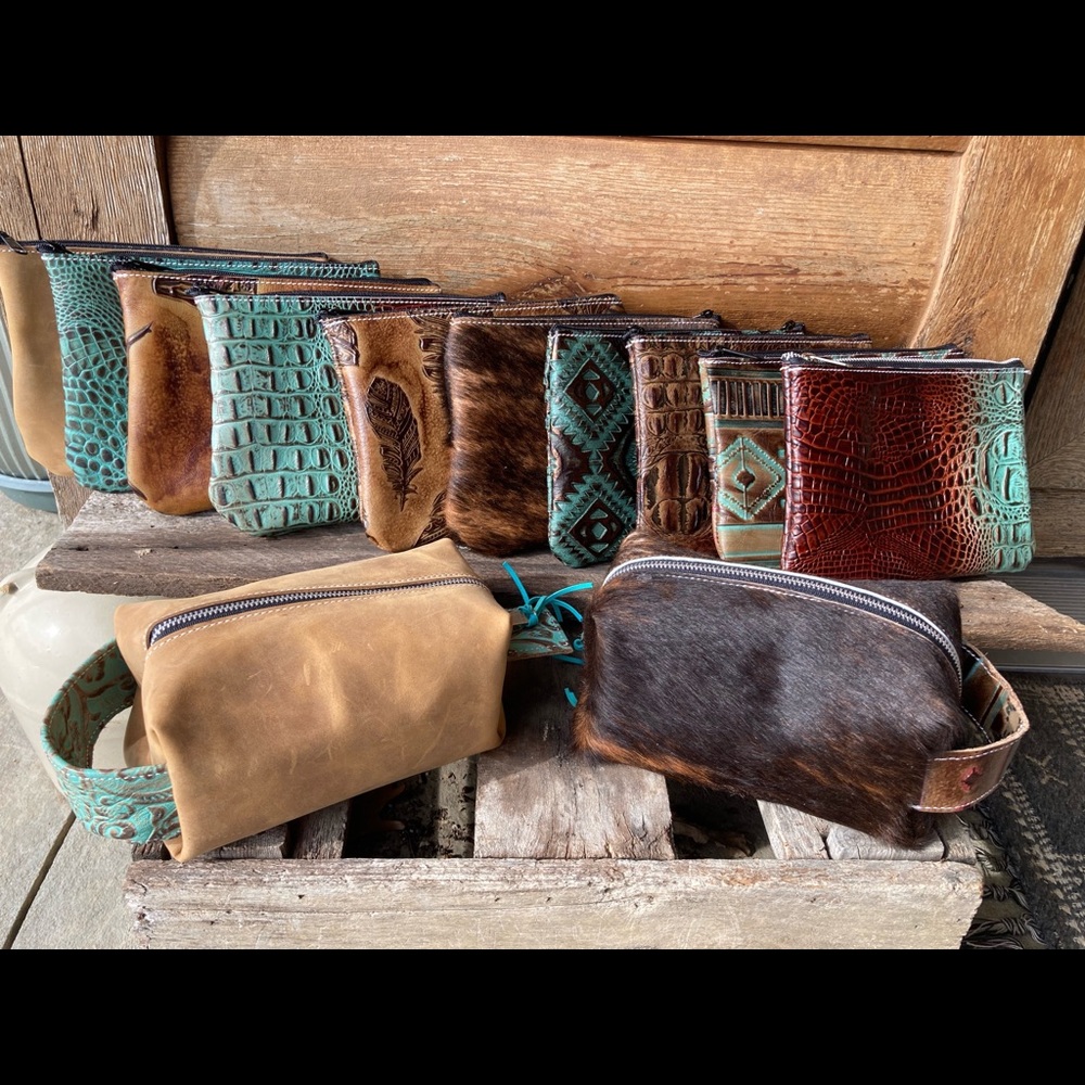 Leather make up bags